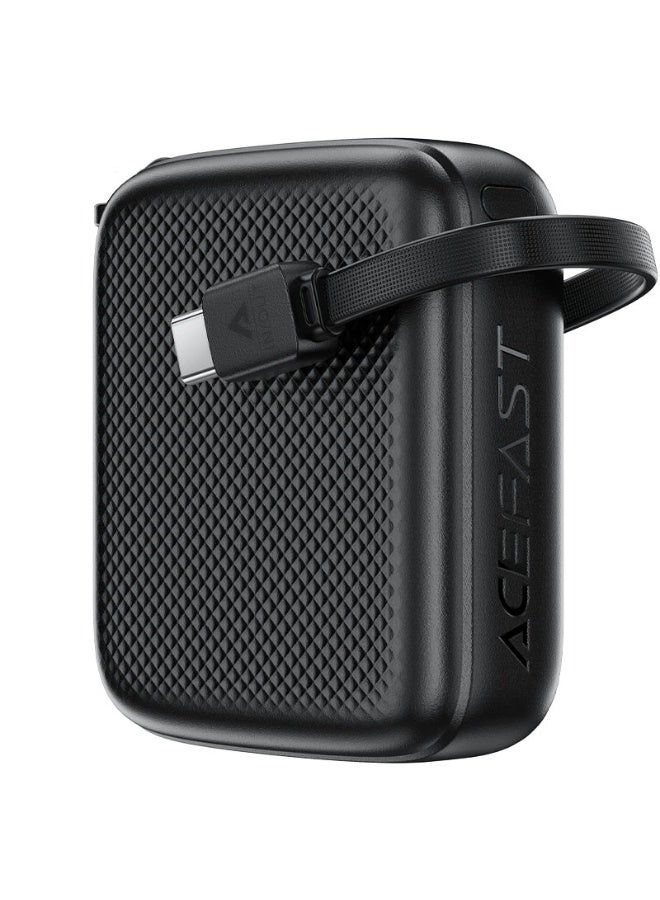 أسيفاست باور بانك 10000 مللي أمبير/ساعة شحن سريع PD20W مع كابل USB-C، منفذ USB-C - إدخال وإخراج، مؤشر شحن سريع أخضر - أسود - Image 2