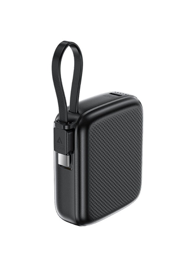 أسيفاست باور بانك 10000 مللي أمبير/ساعة شحن سريع PD20W مع كابل USB-C، منفذ USB-C - إدخال وإخراج، مؤشر شحن سريع أخضر - أسود - Image 4