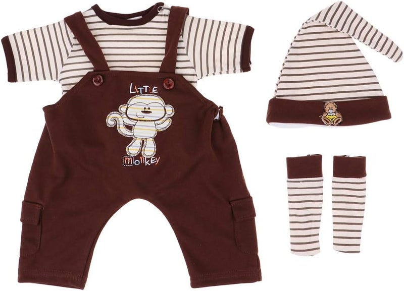 klarako Reborn Dolls Clothes Monkey Outfits (Suspender Pants Socks, Socks and Hat) for 22'' 23'' Reborn Doll Girl Baby Clothing Casual Dress Up - Image 1