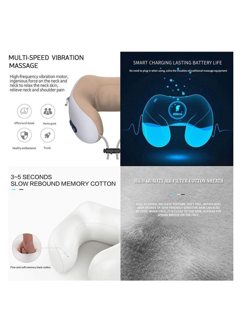 Generic - Travel Pillows For Sleeping Airplane, Portable Electric Neck Massager Soft Comfortable Breathable U-Shaped Memory Foam Massage Neck Pillow For Car Home And Office - Image 1