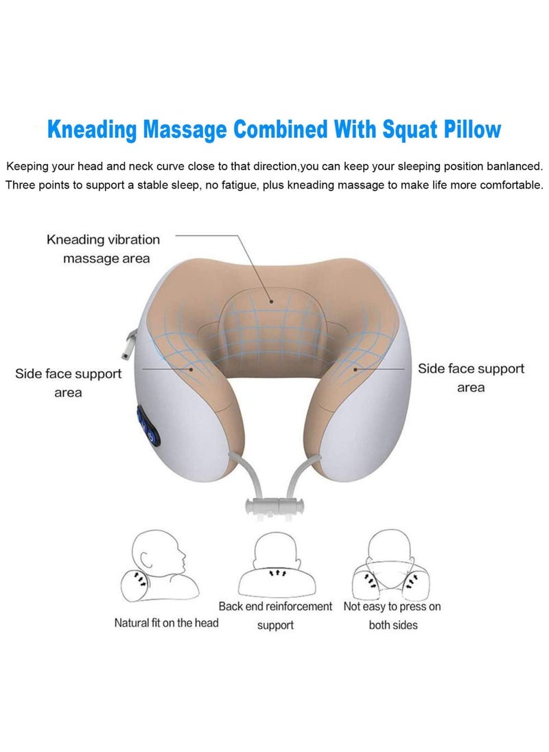 Generic - Travel Pillows For Sleeping Airplane, Portable Electric Neck Massager Soft Comfortable Breathable U-Shaped Memory Foam Massage Neck Pillow For Car Home And Office - Image 1