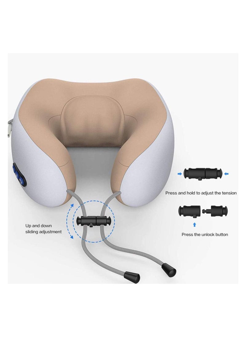 Generic - Travel Pillows For Sleeping Airplane, Portable Electric Neck Massager Soft Comfortable Breathable U-Shaped Memory Foam Massage Neck Pillow For Car Home And Office - Image 1