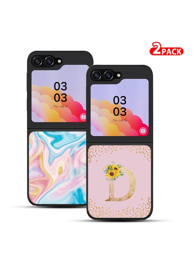 Rugged Black edge case for Samsung Galaxy Z Flip5, Slim fit Soft Case Flexible Rubber Edges Anti Drop TPU Gel Thin Cover (Pack of 2)