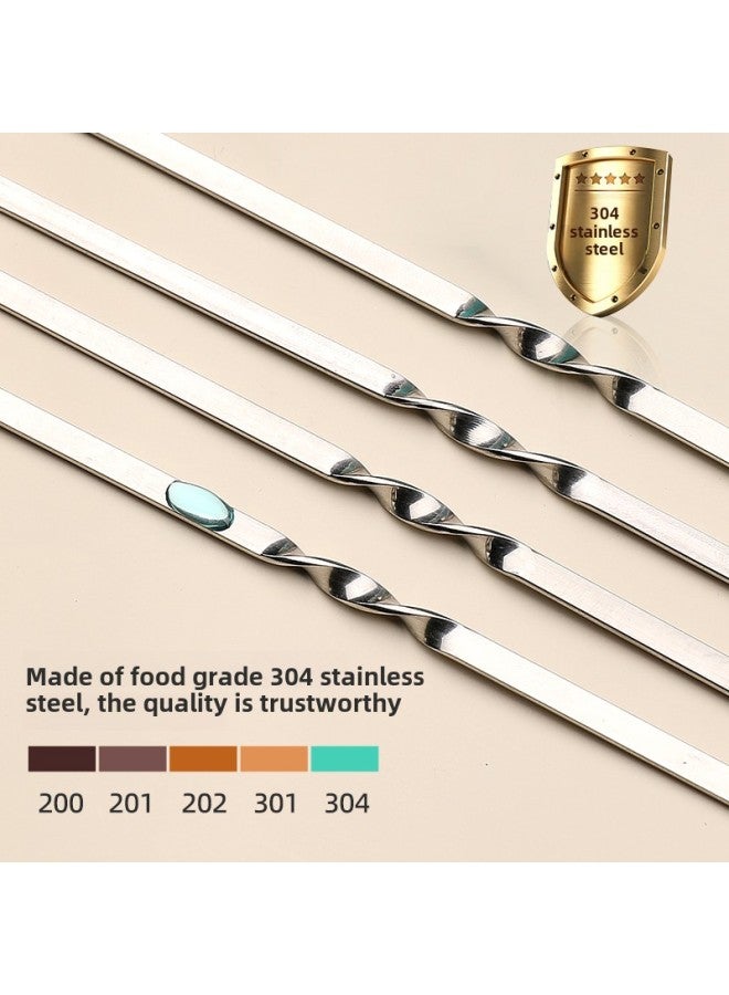 Barbecue Stick Stainless Steel Kebab Mutton Skewers Special Flat Stick Iron Bar Outdoor Picnic Barbecue Essential Complete Set Of Tools-Color:【pack Of 200】 Extended Style 【food Grade 304 Stainless S - Image 4