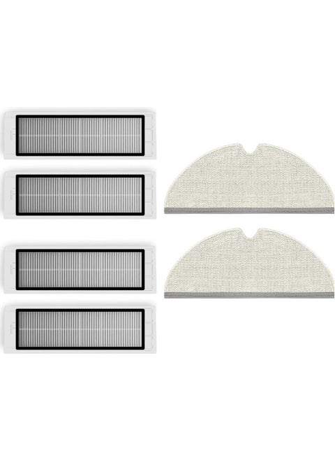 Roborock S5 Max (White) Compatible Spare Mop and Hepa Filter - 6 Pieces
