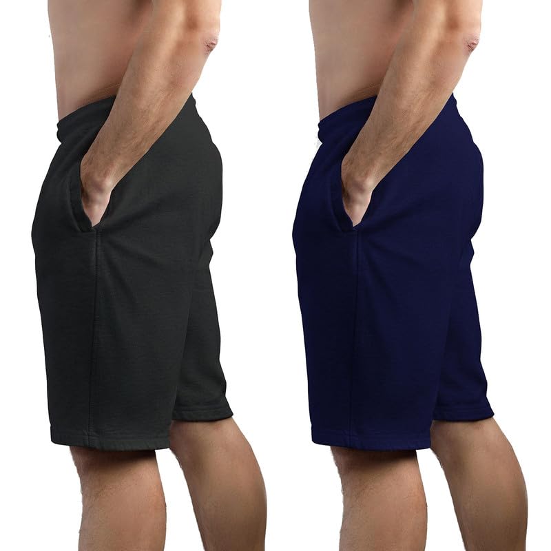 hotfits Men's Casual Cotton All Season Soft Feel Fabric Printed Regular Shorts,Workout Shorts, Elastic Waist Running Shorts with 2 Side Pockets - Pack of 2 - L - Image 2