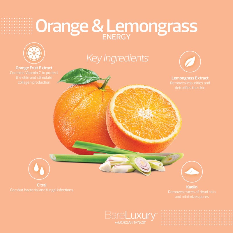 Morgan Taylor BareLuxury 4-Step Complete Pedicure & Manicure Packs - Complete Nail Care Kit with Soak, Masque, Scrub & Massage Butter, Professional Spa-Quality Treatments (Energy Orange & Lemongrass) - Image 3