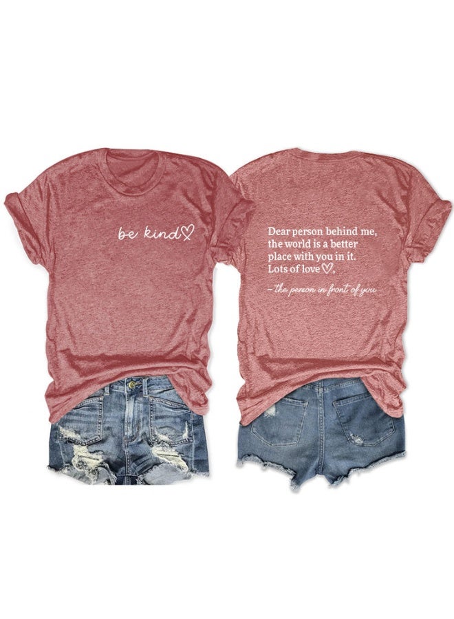 'Be Kind' Printed Women Graphic T-Shirts Casual Short Sleeve Tee Tops - Image 1