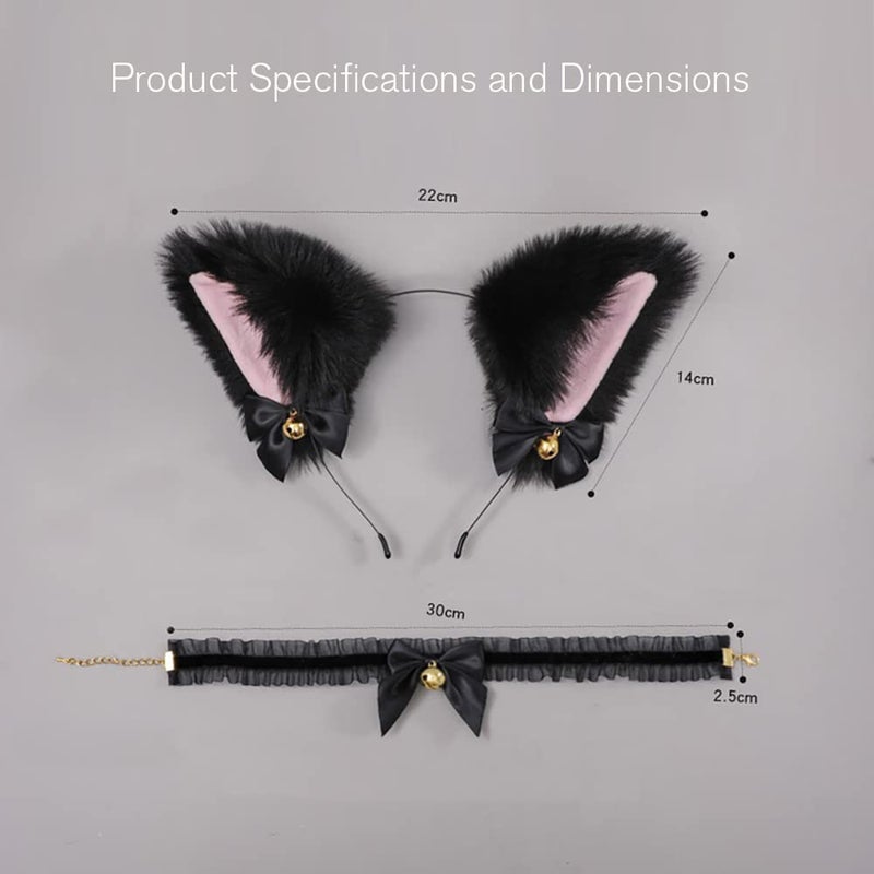Foeran Animal Faux Fur Cat Dog Ears Headbands with Bells Lovely Flexible Hair Accessory Halloween Cosplay Costume Party Dress Girls (A19-combo set-3) - Image 4