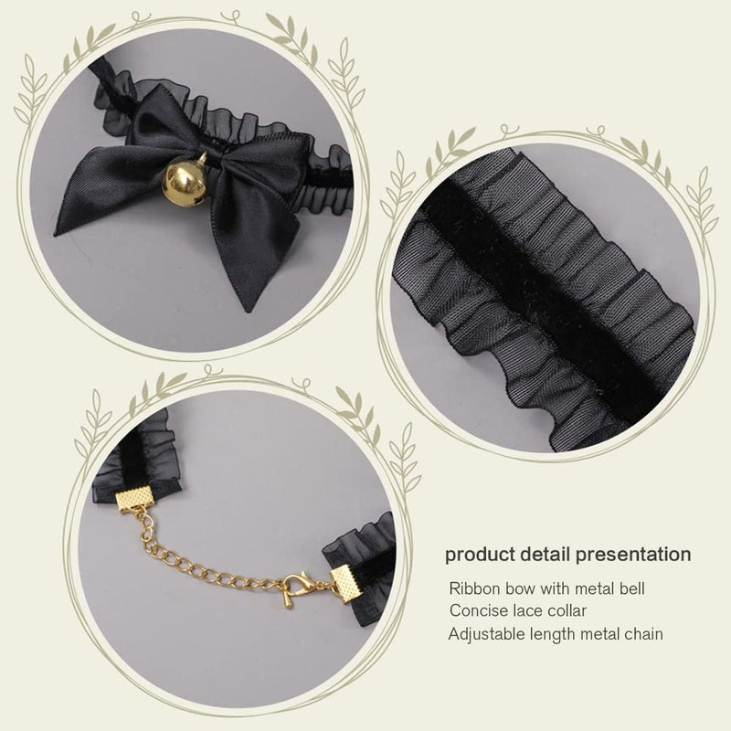 Foeran Animal Faux Fur Cat Dog Ears Headbands with Bells Lovely Flexible Hair Accessory Halloween Cosplay Costume Party Dress Girls (A19-combo set-3) - Image 3