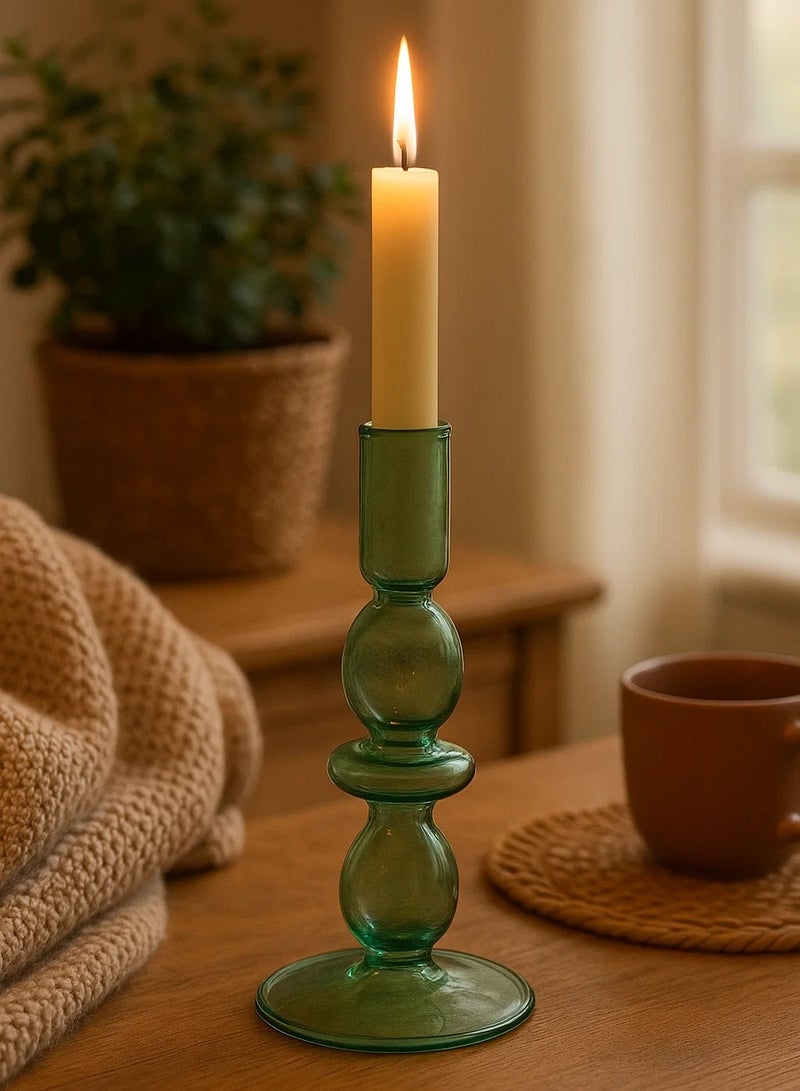 لوفت حامل شموع، مقاس 9×19.5 سم، أخضر، زجاجي - 193778 - Image 1