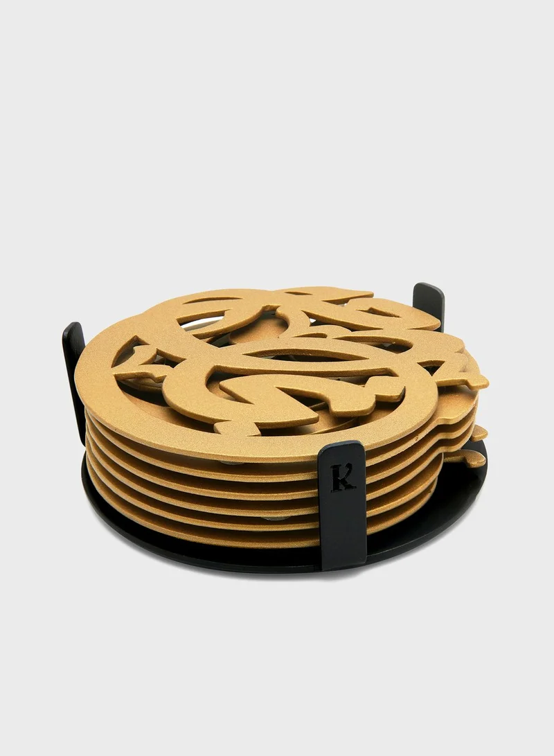 KASHIDA Tawfiq & Najah Coasters (Gold & Blue-Grey)