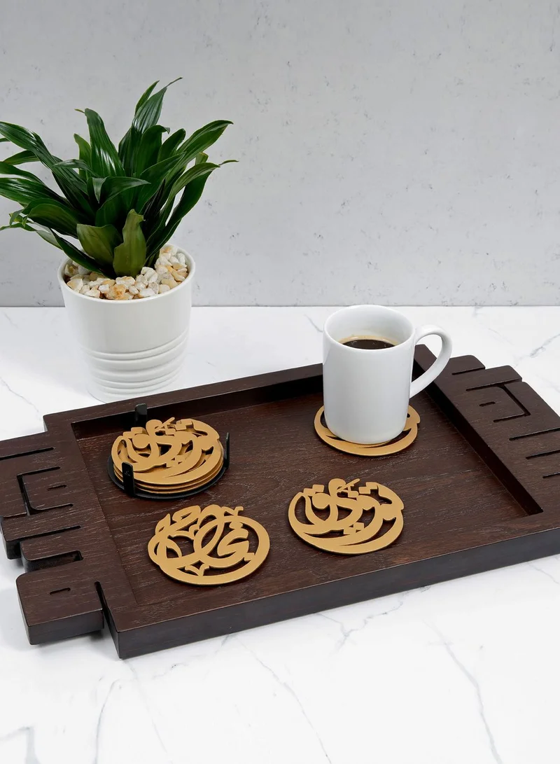 KASHIDA Tawfiq & Najah Coasters (Gold & Blue-Grey)