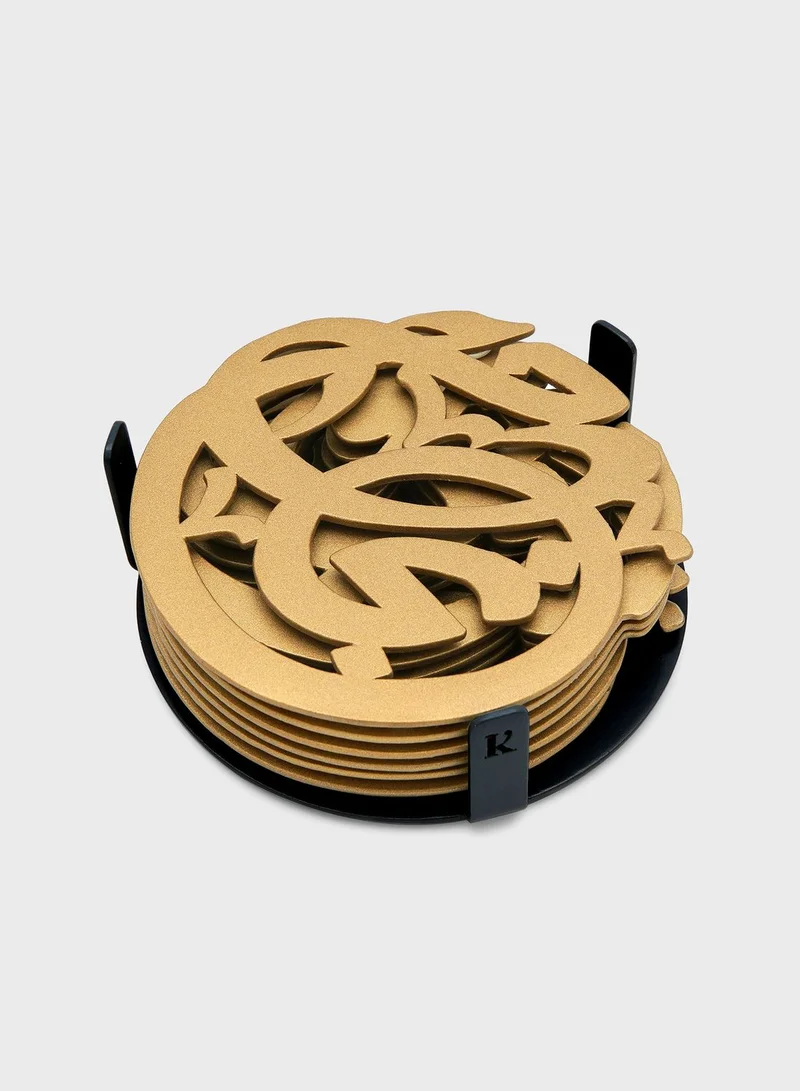 KASHIDA Tawfiq & Najah Coasters (Gold & Blue-Grey)