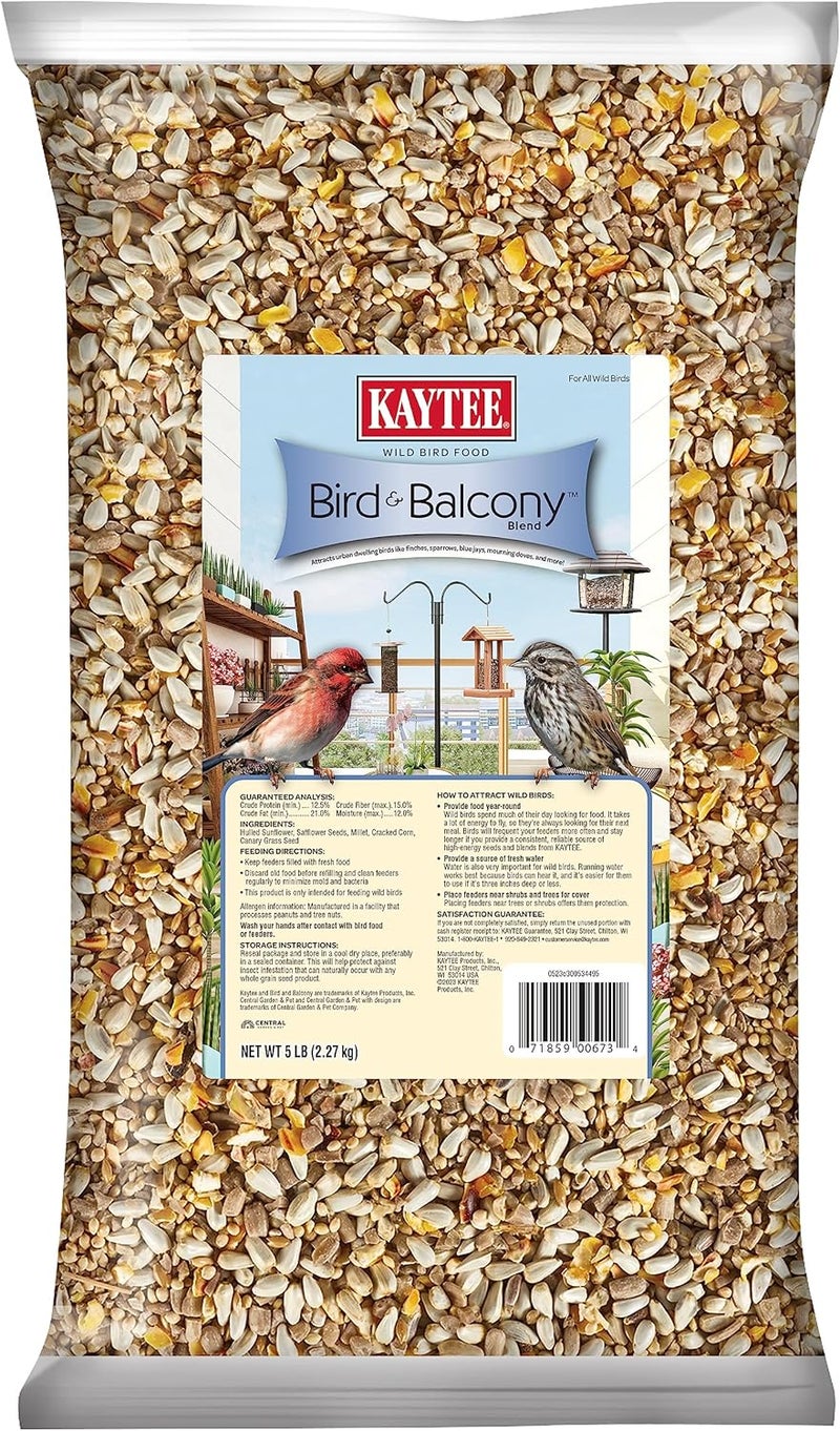 Kaytee Bird & Balcony Wild Bird Food No Mess Seed Blend for City Dwelling Birds Like Finches, Sparrows, Mourning Doves and More, 5 lb - Image 1