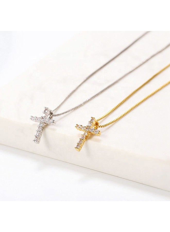 BLBLJERY Small Cross Necklaces for Women Simulated Diamond Cross Pendant Dainty Necklace Cubic Zirconia Cross Necklace Silver, Small, Brass, Cubic Zirconia - Image 5