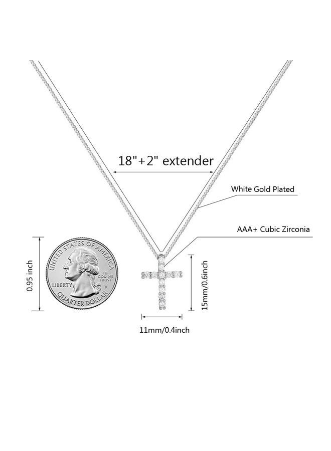 BLBLJERY Small Cross Necklaces for Women Simulated Diamond Cross Pendant Dainty Necklace Cubic Zirconia Cross Necklace Silver, Small, Brass, Cubic Zirconia - Image 3