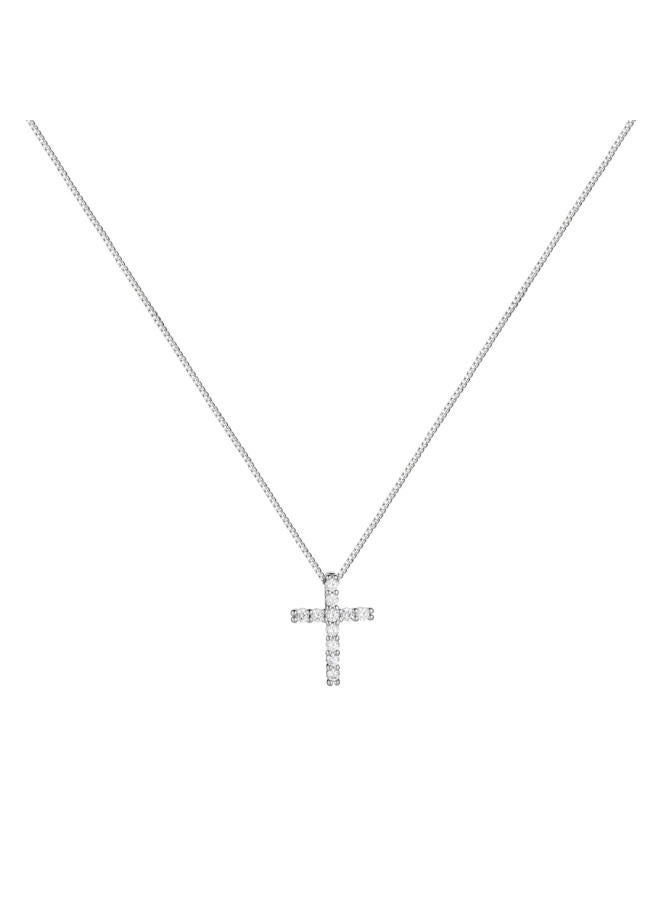 BLBLJERY Small Cross Necklaces for Women Simulated Diamond Cross Pendant Dainty Necklace Cubic Zirconia Cross Necklace Silver, Small, Brass, Cubic Zirconia - Image 1
