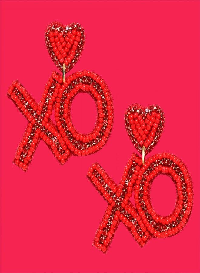 ARATLENCH Heart Earrings for Women Hypoallergenic Beaded Statement Dangle Earrings Boho Handmade Red Love Heart Bead Drop Dangling Earrings Valentine’s Day Earrings Jewelry Gift, beads, beads - Image 5