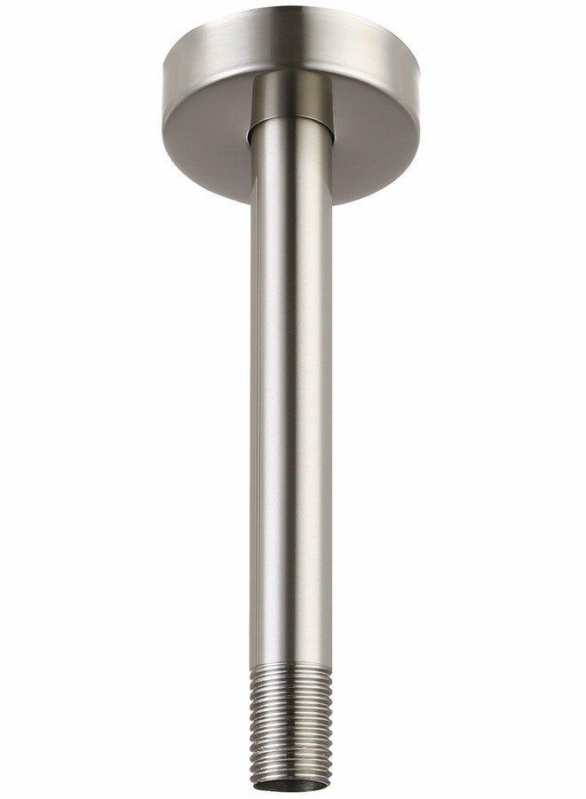 Voolan Shower Arm with Flange, Ceiling Mounted Fixed Shower Pipe, Bathroom Straight Rain Shower Replacement Arm, Universal Connection 1/2 NPT (6 Inch, Brushed Nickel) - Image 1
