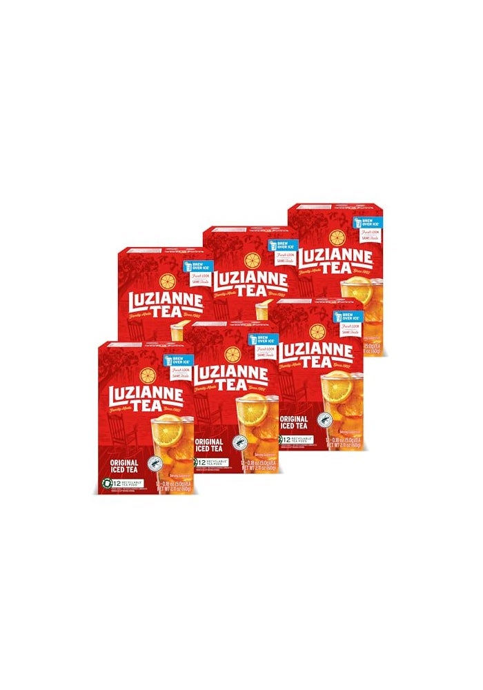 Luzianne Unsweetened Iced Tea Single Serve Pods 12ct Box Pack of 6 - Image 1