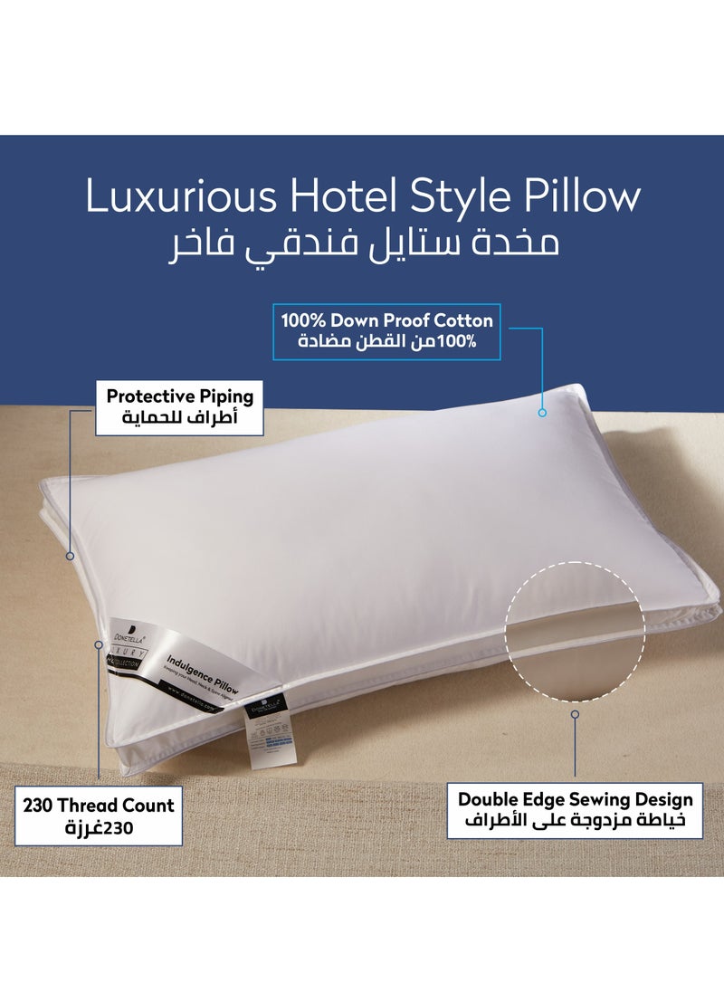 Donetella - Hotel Style Bed Pillows 2-Pcs(2200Gm Each) Soft Breathable Cotton Cover Top With Luxury Down Alternative Filling Pillow,White - Image 1