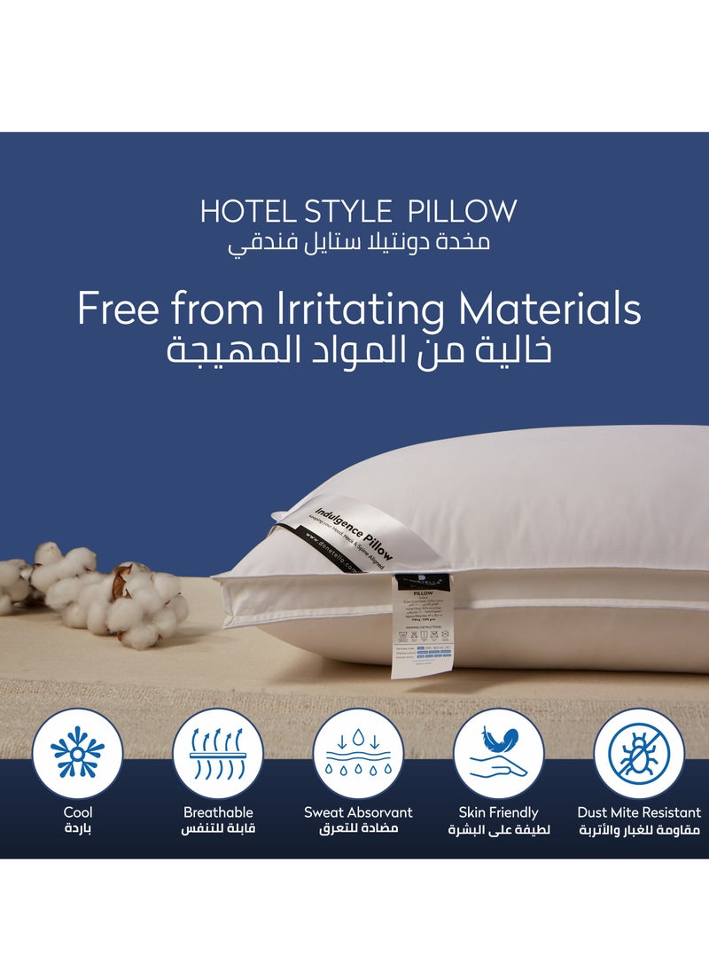Donetella - Hotel Style Bed Pillows 2-Pcs(2200Gm Each) Soft Breathable Cotton Cover Top With Luxury Down Alternative Filling Pillow,White - Image 1