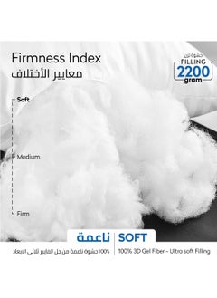دوناتيلا وسائد سرير على طراز الفندق 2 قطعة(2200 جرام لكل منها) غطاء قطني ناعم مسامي مع وسادة تعبئة بديلة فاخرة ، أبيض  - Image 5