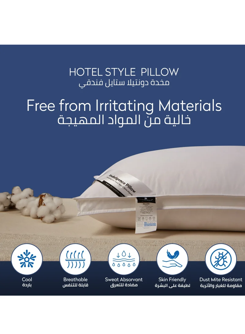 Donetella Hotel Style Bed Pillows 2-Pcs(2200Gm Each) Soft Breathable Cotton Cover Top With Luxury Down Alternative Filling Pillow,White