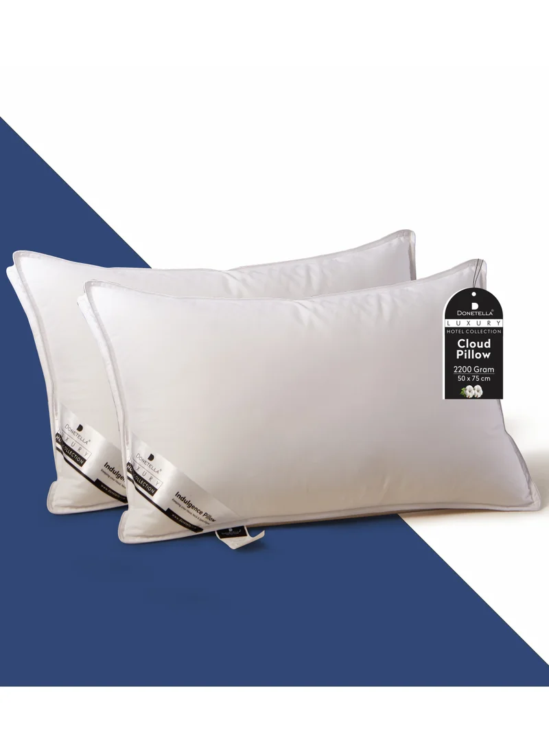 Donetella Hotel Style Bed Pillows 2-Pcs(2200Gm Each) Soft Breathable Cotton Cover Top With Luxury Down Alternative Filling Pillow,White