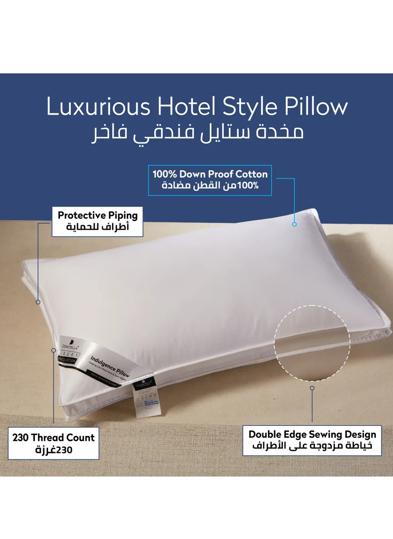 Donetella Hotel Style Bed Pillows 2-Pcs(2200Gm Each) Soft Breathable Cotton Cover Top With Luxury Down Alternative Filling Pillow,White