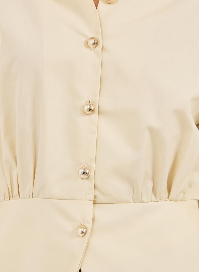 Styli Styli Plain Waistcoat Look Shirt with Asymmetric Hemline  - Image 3