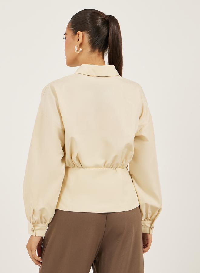 Styli Styli Plain Waistcoat Look Shirt with Asymmetric Hemline  - Image 4