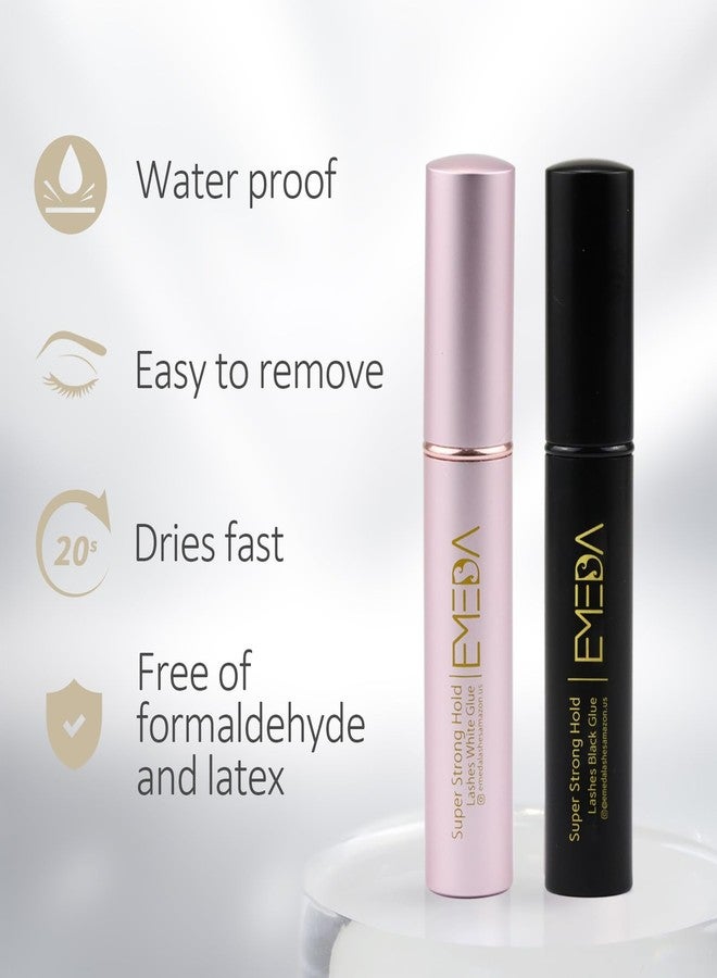 EMEDA False Eyelash Glue Super Strong Hold Clear Black Glue Professional Latex Free Waterproof Best Black White Strip Eyelash Adhesive Suitable for Sensitive Eyes Lash Adhesive - Image 2
