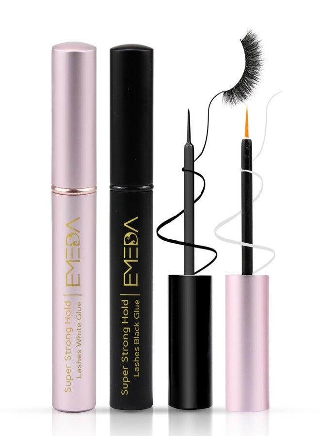 EMEDA False Eyelash Glue Super Strong Hold Clear Black Glue Professional Latex Free Waterproof Best Black White Strip Eyelash Adhesive Suitable for Sensitive Eyes Lash Adhesive - Image 1