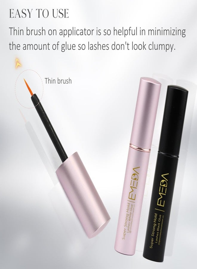 EMEDA False Eyelash Glue Super Strong Hold Clear Black Glue Professional Latex Free Waterproof Best Black White Strip Eyelash Adhesive Suitable for Sensitive Eyes Lash Adhesive - Image 4