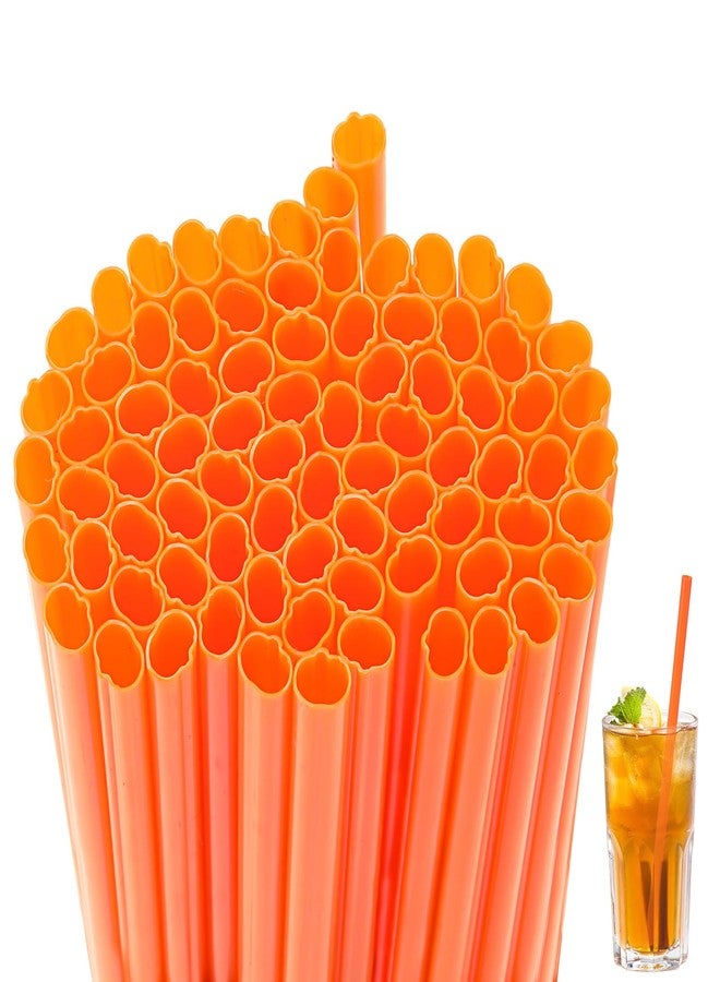 Potchen 100 Pcs Halloween Plastic Pumpkin Shaped Straws Disposable Drinking Straw Bulk for Halloween Party Spooky Party Supplies (Orange) - Image 1