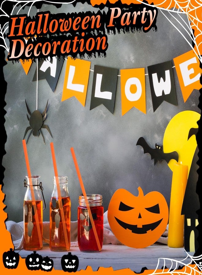 Potchen 100 Pcs Halloween Plastic Pumpkin Shaped Straws Disposable Drinking Straw Bulk for Halloween Party Spooky Party Supplies (Orange) - Image 2