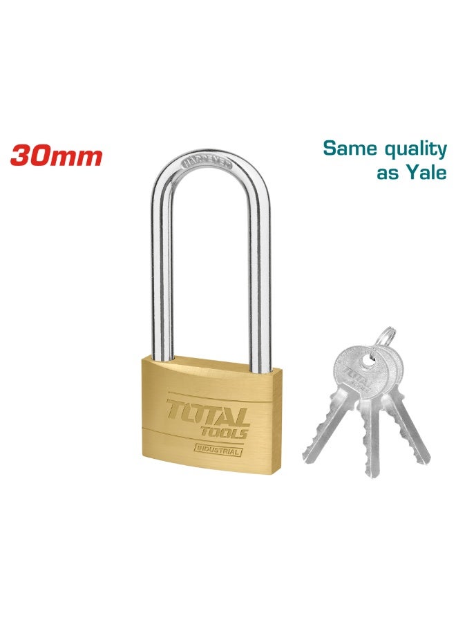 Total Brass Padlock 30Mm 97G Long Ring Heavy Duty Tlk32302L