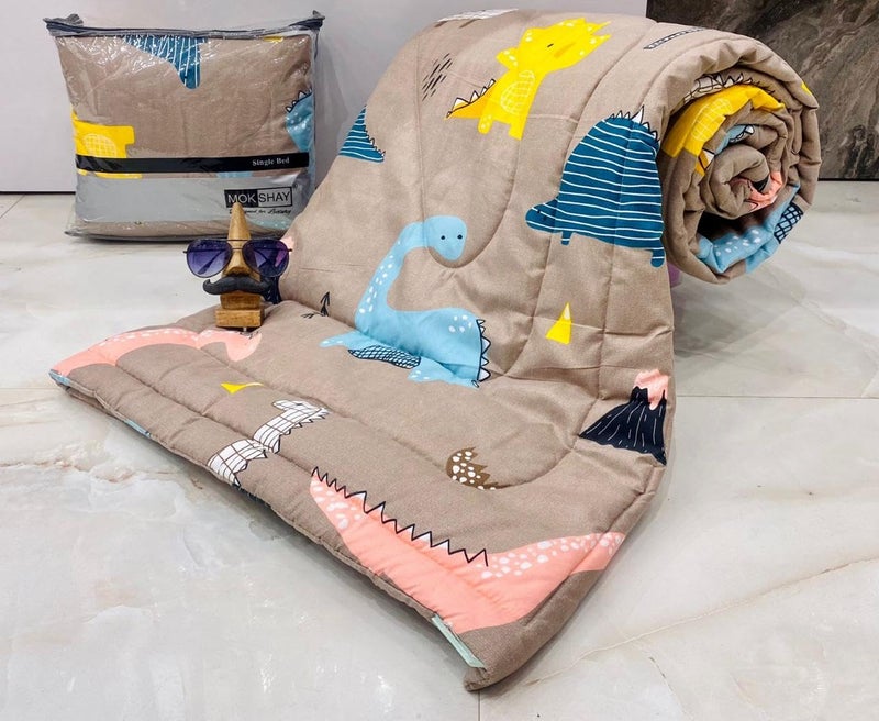 Blenzza Deco™ Glace Cotton Single Bed Reversible Babies 1 Kids Comforter & 1 Single Flat Bed Sheet with 1 Pillow Cover (Design 8) (0 to 8 Years Kids) - Image 1