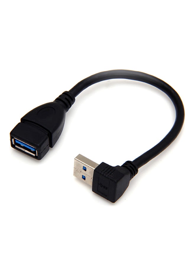 High Speed USB3.0 90 Degree Up Type A Male To A Female Right-Angle Extension Adapter Cable Black