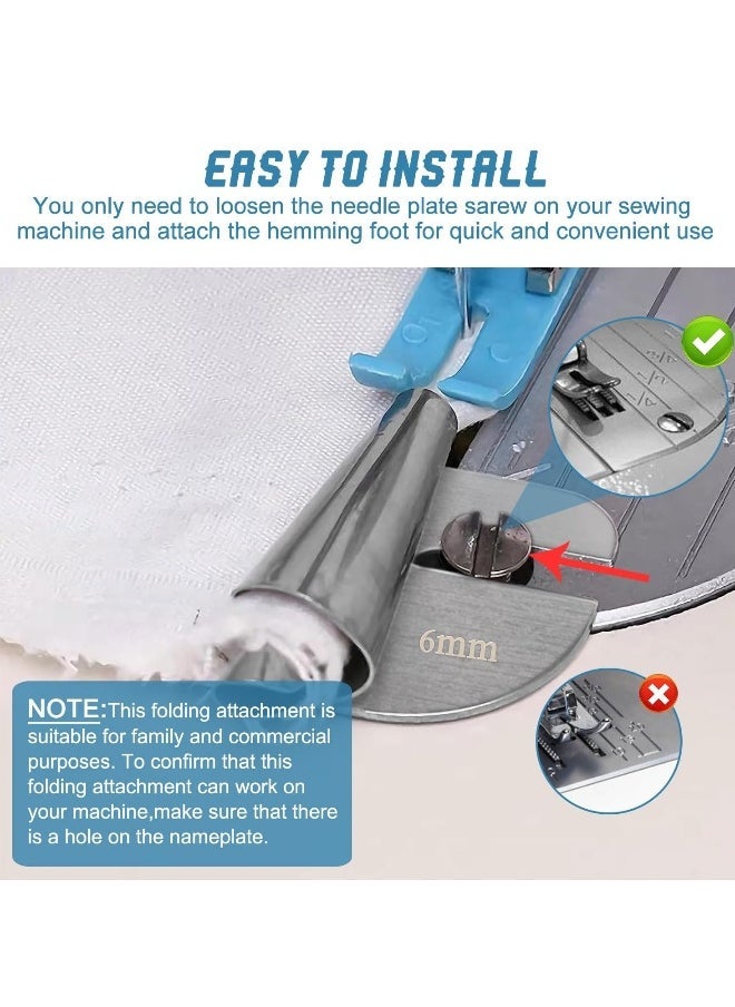 8PCS Sewing Rolled Hemmer Foot Set, 8 Sizes Wide Narrow Rolled Hem Sewing Machine Presser Foot,Home Industrial Curved Scroll Hemmer Foot with16pcs Screws,Seam Guide for Sewing Machine