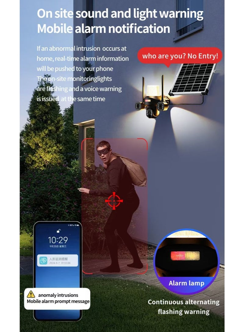 Crony كَرُونِي TB02-4G-4K V380 PRO ضوء الشارع الشمسي + كاميرا 3 رؤوس 5 ميجابكسل — 4G LTE، رؤية ليلية مزدوجة العدسة، صوت ثنائي الاتجاه، ضوء أمان خارجي IP65 - Image 2