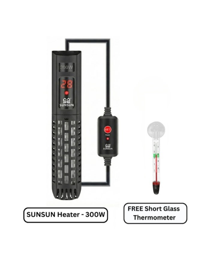 SUNSUN GR-300C Aquarium Heater 300W Digital Temperature Controller With FREE Short Glass Thermometer - Image 1
