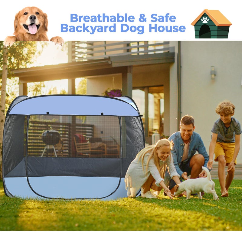 EighteenTekÂ® XLarge Popup Portable Dog Houses 5.3'x4'H Assembly-Free Gazebo-Style Dog Cot Cat Playpen Screen Pet Tent Sun Shade Shelter Dog Bed with Canopy for Outdoor, Anti-Bugs with Leakproof Bottom - Image 5