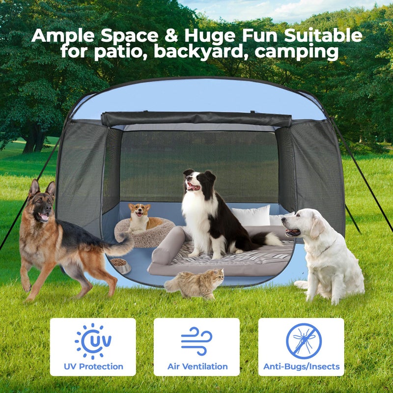EighteenTekÂ® XLarge Popup Portable Dog Houses 5.3'x4'H Assembly-Free Gazebo-Style Dog Cot Cat Playpen Screen Pet Tent Sun Shade Shelter Dog Bed with Canopy for Outdoor, Anti-Bugs with Leakproof Bottom - Image 4