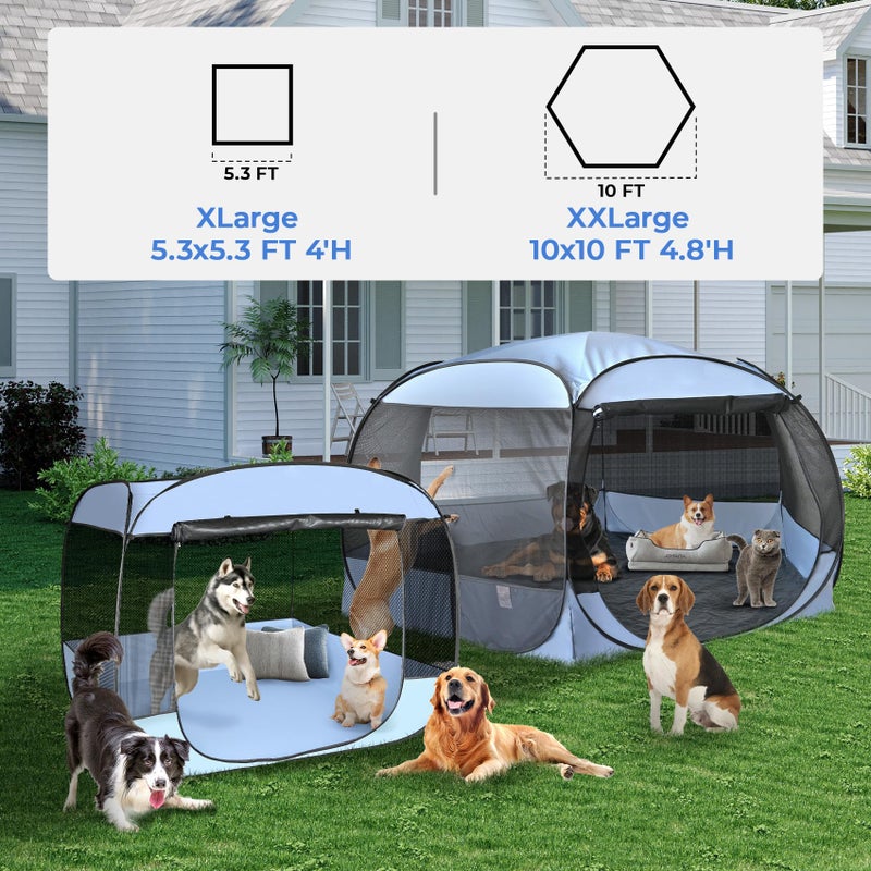 EighteenTekÂ® XLarge Popup Portable Dog Houses 5.3'x4'H Assembly-Free Gazebo-Style Dog Cot Cat Playpen Screen Pet Tent Sun Shade Shelter Dog Bed with Canopy for Outdoor, Anti-Bugs with Leakproof Bottom - Image 3