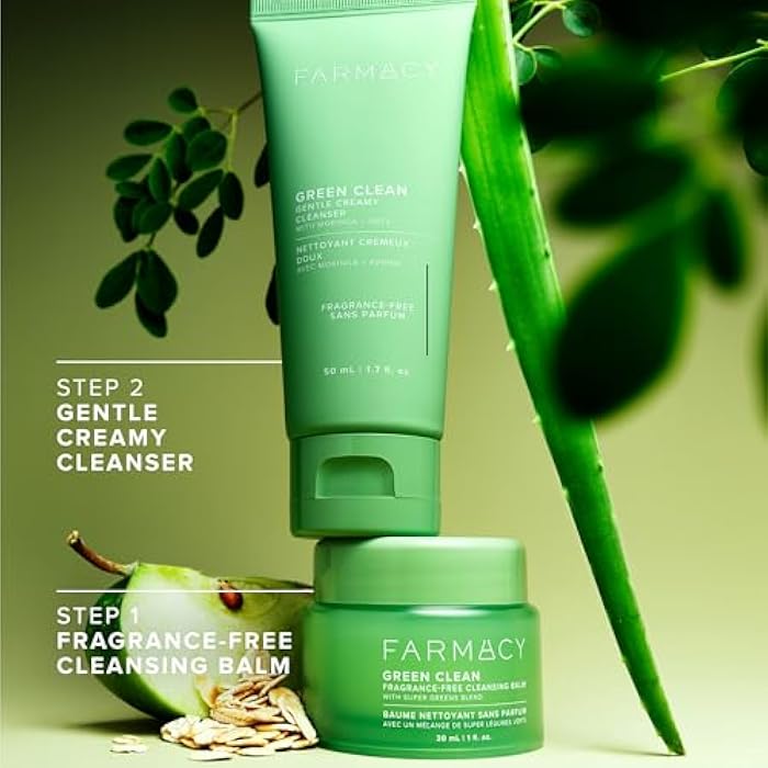 Farmacy Gentle Double Cleanse Skincare Gift Set - Fragrance-Free Gentle Creamy Face Cleanser & Makeup Remover Cleansing Balm - Melts Away Makeup & Helps Promote Healthy Skin (2 Count) - Image 2