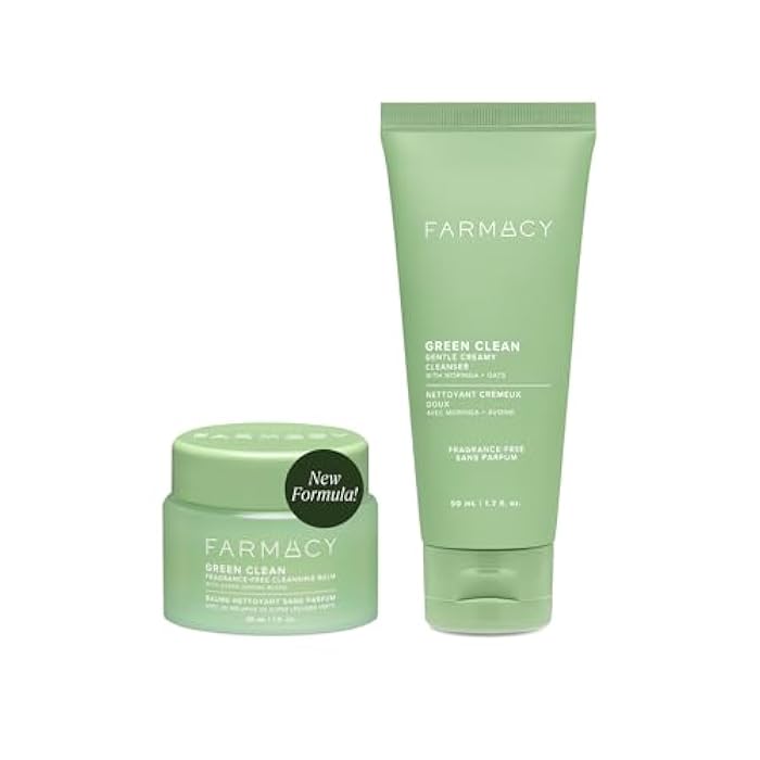Farmacy Gentle Double Cleanse Skincare Gift Set - Fragrance-Free Gentle Creamy Face Cleanser & Makeup Remover Cleansing Balm - Melts Away Makeup & Helps Promote Healthy Skin (2 Count) - Image 1