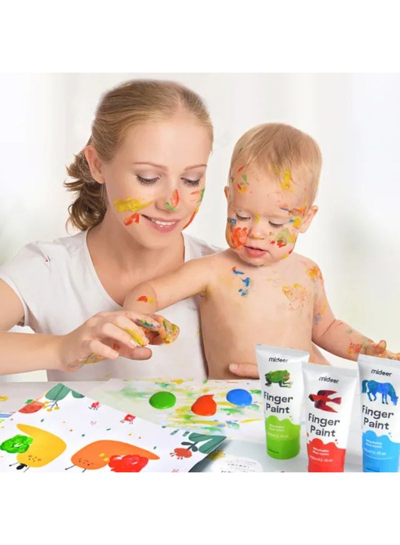 MiDeer Finger Paint for Toddlers – 6 Washable, Non-Toxic Colors – Safe Sensory Paint for Kids Ages 3+ – Mess-Free, Easy-to-Clean Creamy Texture for Arts & Crafts, Color Exploration & Early Learning - Image 4